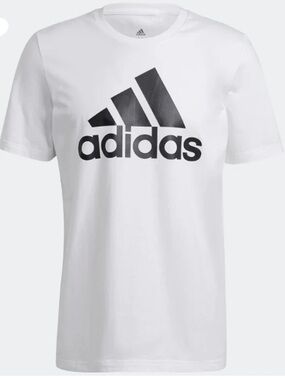 adidas White Tee with Black Logo Short Sleeve